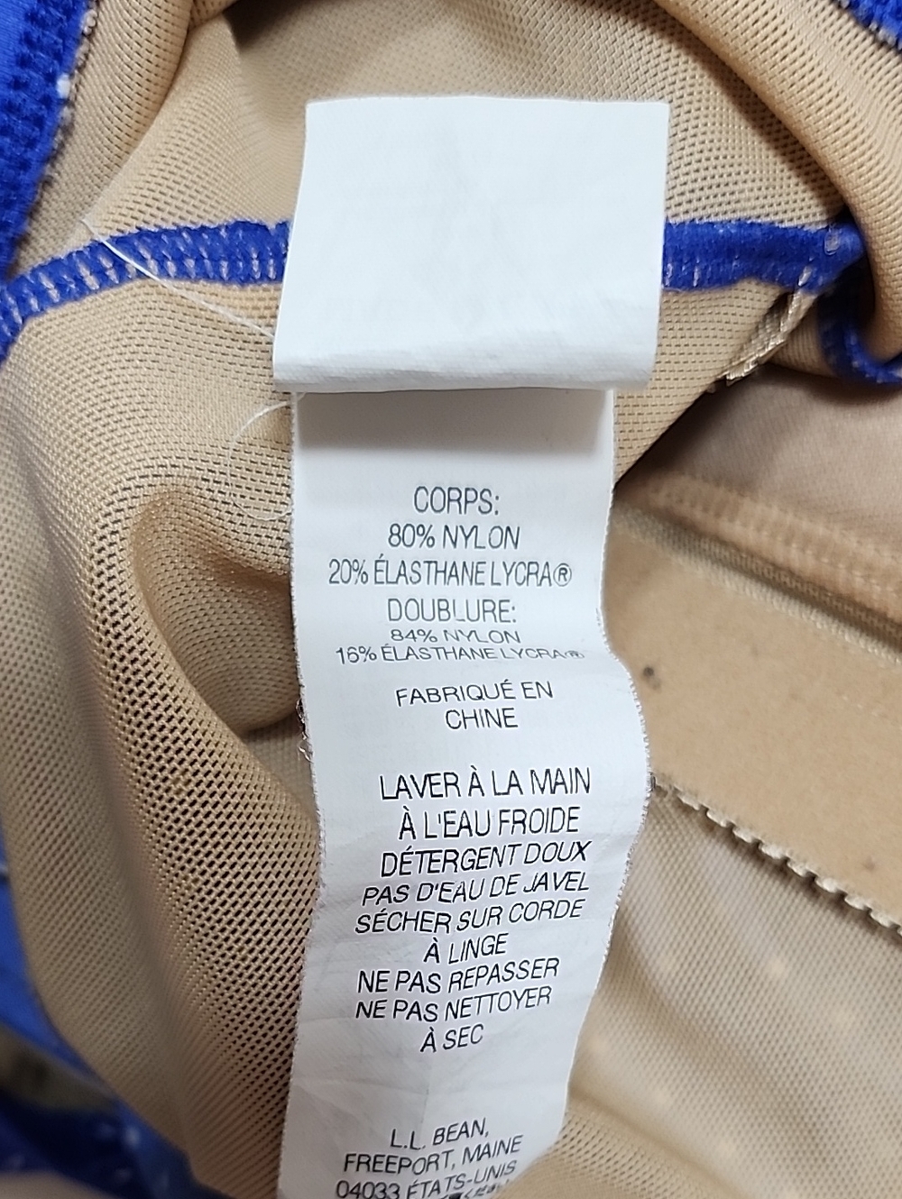 L.L. Bean One Piece Swimsuit Dress Long Polka Dot Blue White Size 14 - Picture 15 of 15